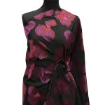 BR-1054A - Μπροκάρ με Κόκκινο Floral Κέντημα